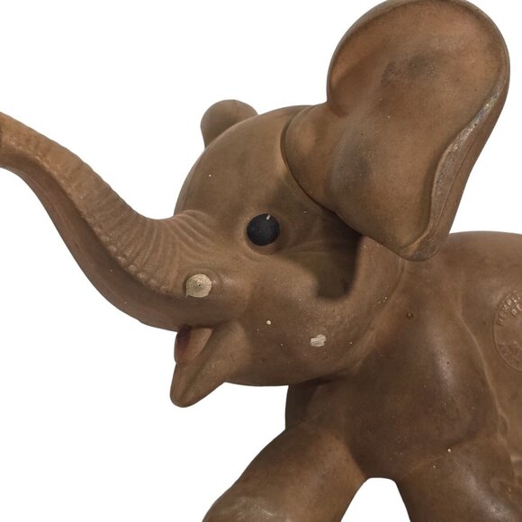 TUSKY the Elephant Rempel Toys Latex Rubber Vintage Brown Rubber Baby Ears Move - Picture 3 of 11
